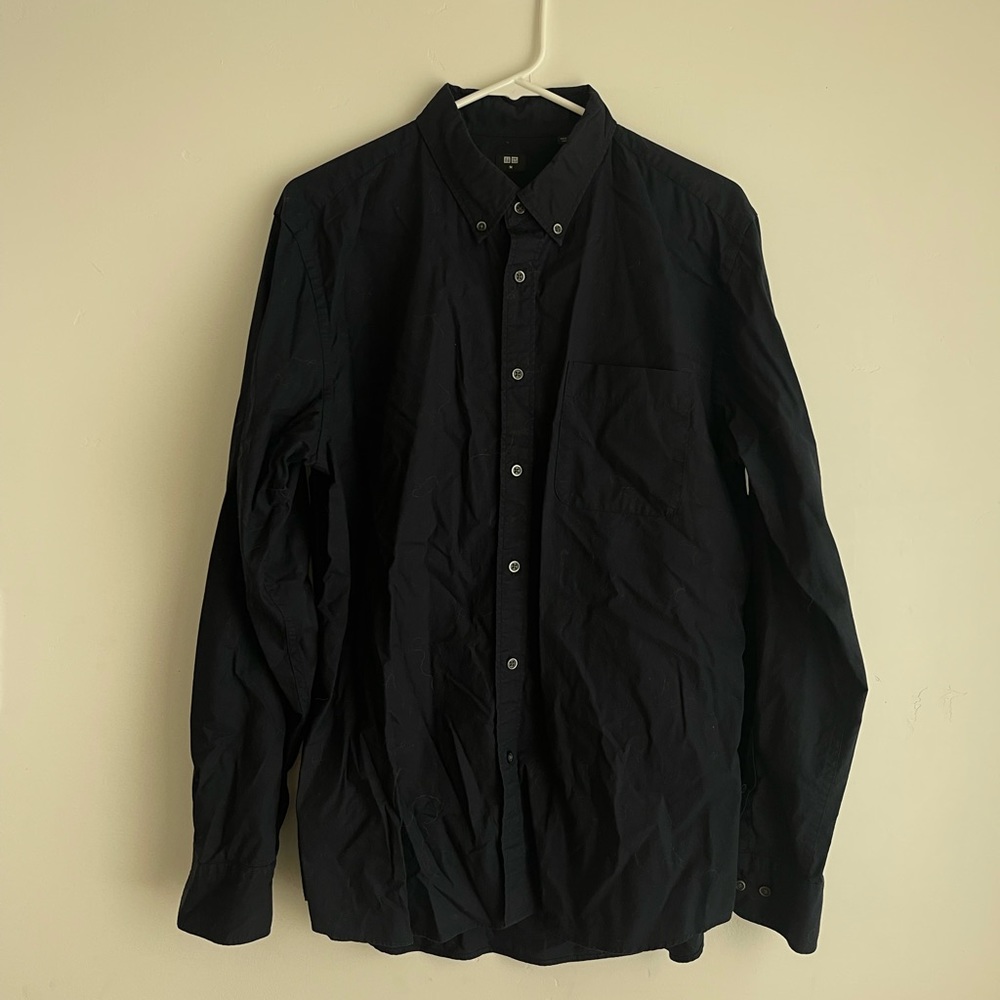 Uniqlo deep navy blue dress shirt